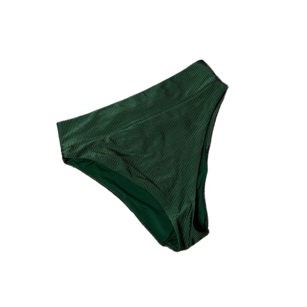 green ribbed high cut cheeky bikini bottoms
